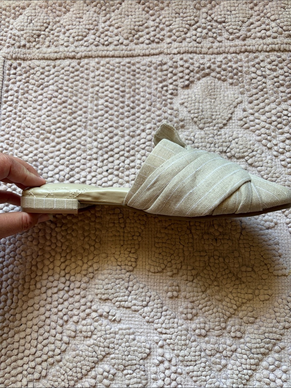 Birdies The Songbird Linen Stripe Mule Slides Natural Stripe Size 7.5 - Picture 10 of 11